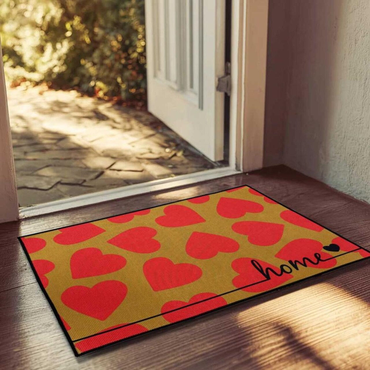 Edge Collections - Yellow - Heart Pattern Non-Slip Valentine's Day Doormat - 1 piece